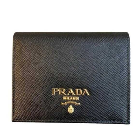PRADA Black Saffiano Leather Bifold Wallet 175-082725 - Picture 1 of 7